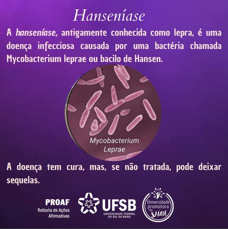 Cuidados em Casa - Conhecida popularmente como lepra, a hanseníase é uma  doença milenar, causada pela bactéria Mycobacterium Leprae e transmitida  principalmente por via respiratória. A doença, que tem cura, acomete pele